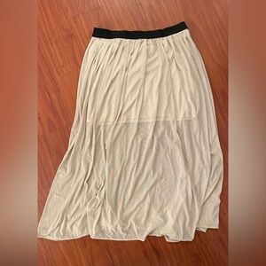 Forever 21 Cream Maxi Skirt with Black Waistband